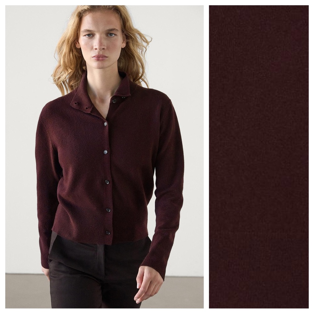 Massimo Dutti Burgundy Cardigan